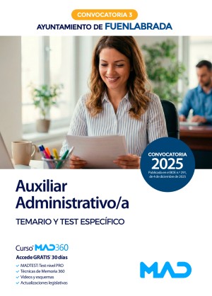 Ayuntamiento de Fuenlabrada. Auxiliar Administrativo/a. Temario y test específico. Convocatoria 3