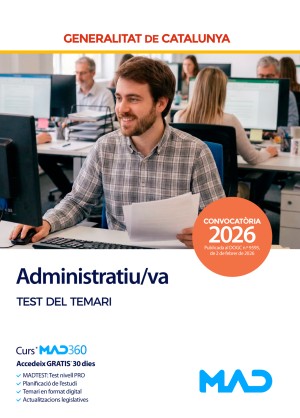 Generalitat de Cataluña. Administratiu/va. Test del temari