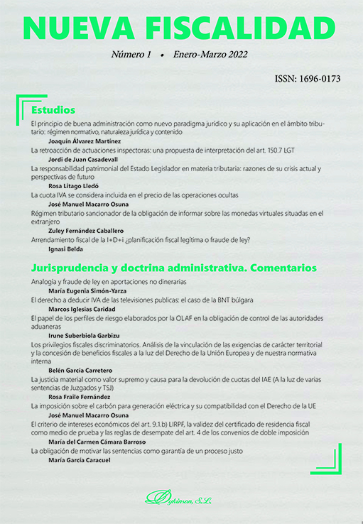 El papel de los perfiles de riesgo elaborados por la OLAF en la obligación de control de las autoridades aduaneras. Sentencia del Tribunal de Justicia de la Unión Europea de 8 de marzo de 2022, asunto C-213/19